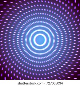 Bright neon lines background with 80s style and short strokes circle