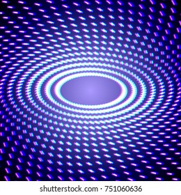 Bright neon lines background with 80s style and short strokes circle