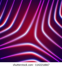 Bright neon lines background with triangle and 80s style laser rays
