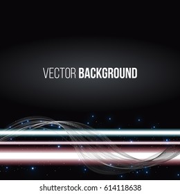 Bright neon lines, space background with lights. Vector illustration