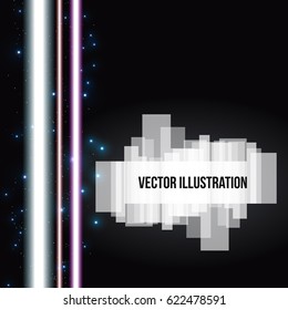 Bright neon lines, space background with lights. Vector illustration