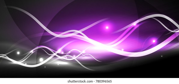 Bright neon lines wave, motion light trail concept, techno modern art