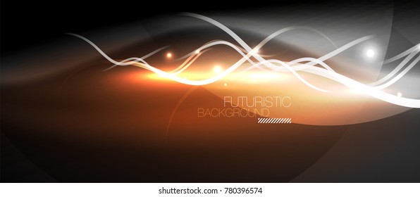 Bright neon lines wave, motion light trail concept, techno modern art