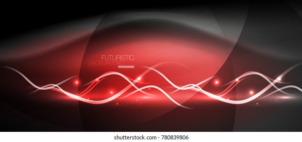 Bright neon lines wave, motion light trail concept, techno modern art
