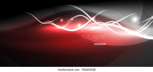 Bright neon lines wave, motion light trail concept, techno modern art