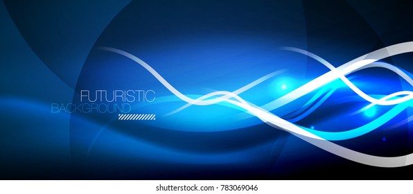 Helle Neonlinien Welle, Motion Light Trail Konzept, Techno moderne Kunst, blaue Farbe