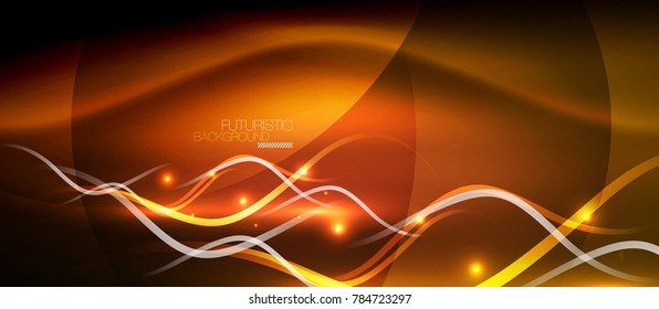 Bright neon lines wave, motion light trail concept, techno modern art
