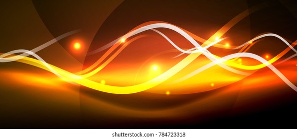 Bright neon lines wave, motion light trail concept, techno modern art