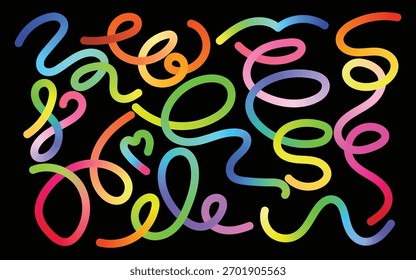 Bright neon loop design, Abstract multicolor lines, Glowing curved patterns.