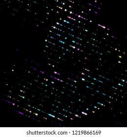 Bright neon pink, blue, purple stars on a dark background. Scalable vector graphics.