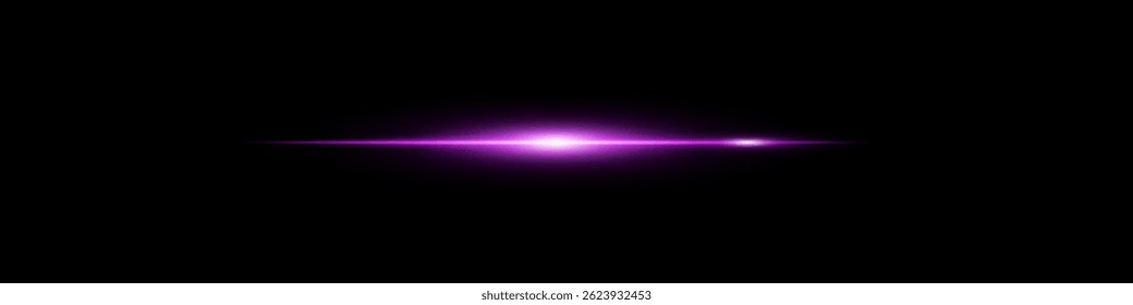 Bright neon purple beam flare on dark background. Energetic glow streak with sharp motion edge.