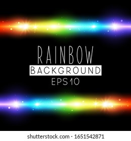 Bright neon rainbow border on black background - vector shiny element for Your design