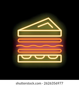 Bright neon sign depicting a delicious sandwich, perfect for any restaurant or food related business