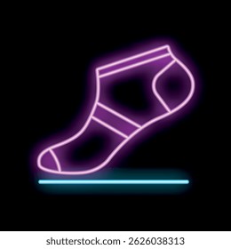 Bright neon sign representing a single sock, perfect for attracting customers to a laundry service or a clothing store