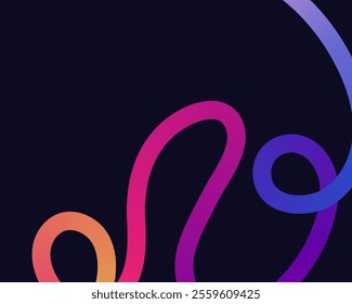 bright, neon squiggle shapes with smooth curves and loops. vivid colors transition through seamless gradients, blending hues like pink, blue, green, and orange, creating a playful, dynamic effect