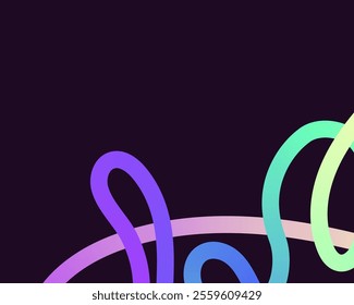 bright, neon squiggle shapes with smooth curves and loops. vivid colors transition through seamless gradients, blending hues like pink, blue, green, and orange, creating a playful, dynamic effect