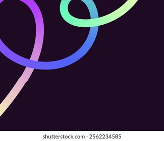 bright, neon squiggle shapes with smooth curves and loops. vivid colors transition through seamless gradients, blending hues like pink, blue, green, and orange, creating a playful, dynamic effect