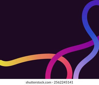 bright, neon squiggle shapes with smooth curves and loops. vivid colors transition through seamless gradients, blending hues like pink, blue, green, and orange, creating a playful, dynamic effect