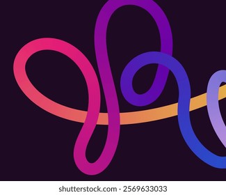 bright, neon squiggle shapes with smooth curves and loops. vivid colors transition through seamless gradients, blending hues like pink, blue, green, and orange, creating a playful, dynamic effect