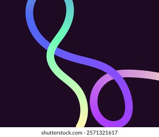 bright, neon squiggle shapes with smooth curves and loops. vivid colors transition through seamless gradients, blending hues like pink, blue, green, and orange, creating a playful, dynamic effect