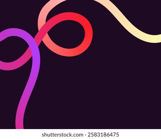bright, neon squiggle shapes with smooth curves and loops. vivid colors transition through seamless gradients, blending hues like pink, blue, green, and orange, creating a playful, dynamic effect