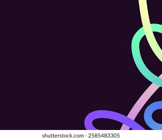 bright, neon squiggle shapes with smooth curves and loops. vivid colors transition through seamless gradients, blending hues like pink, blue, green, and orange, creating a playful, dynamic effect.