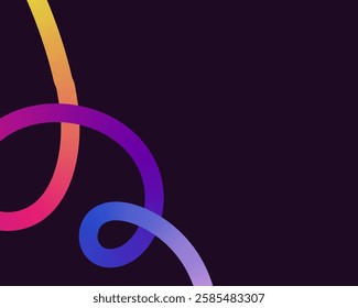 bright, neon squiggle shapes with smooth curves and loops. vivid colors transition through seamless gradients, blending hues like pink, blue, green, and orange, creating a playful, dynamic effect.