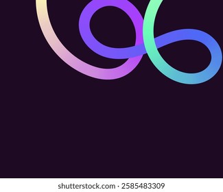 bright, neon squiggle shapes with smooth curves and loops. vivid colors transition through seamless gradients, blending hues like pink, blue, green, and orange, creating a playful, dynamic effect.