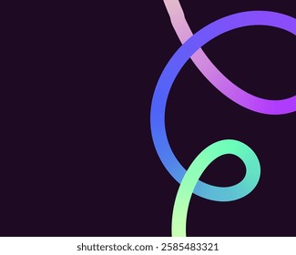 bright, neon squiggle shapes with smooth curves and loops. vivid colors transition through seamless gradients, blending hues like pink, blue, green, and orange, creating a playful, dynamic effect.