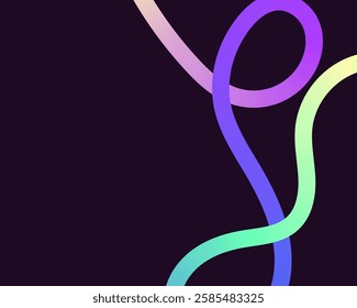 bright, neon squiggle shapes with smooth curves and loops. vivid colors transition through seamless gradients, blending hues like pink, blue, green, and orange, creating a playful, dynamic effect.