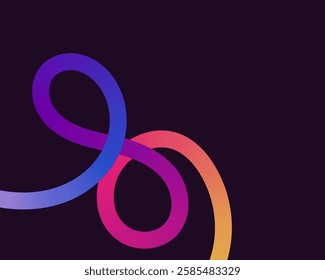 bright, neon squiggle shapes with smooth curves and loops. vivid colors transition through seamless gradients, blending hues like pink, blue, green, and orange, creating a playful, dynamic effect.