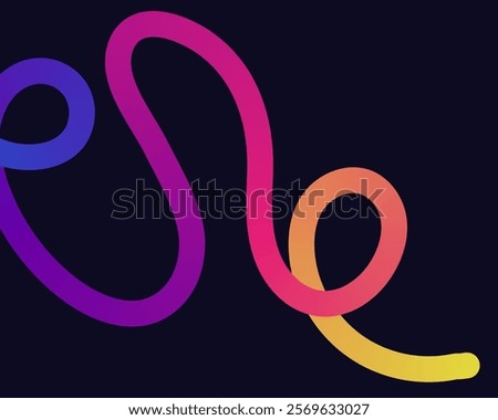 bright, neon squiggle shapes with smooth curves and loops. vivid colors transition through seamless gradients, blending hues like pink, blue, green, and orange, creating a playful, dynamic effect