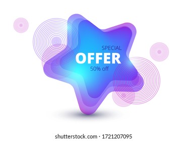 bright neon star icon on a white background with the words special offer