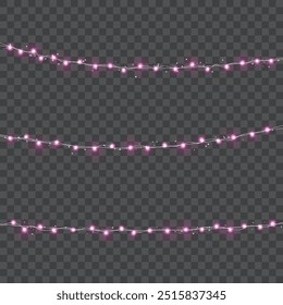 Luces de cadena de neón brillante para la decoración del partido. Ilustración vectorial