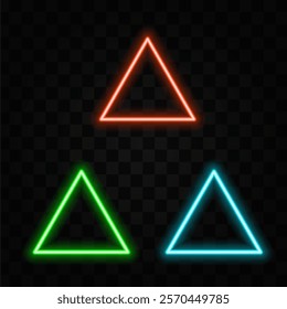 Bright neon triangle frame, light geometric shapes. 3d rendering.