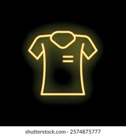 Bright neon yellow t shirt is glowing on a dark background, illuminating the space around it