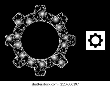 Helles Netzcograd-Symbol mit hellen Lichtpunkten. Leuchtende Konstellation mit cograd Vektorsymbol und Kreuzung Linien. Flaches Schlachtkörpercograd auf schwarzem Hintergrund.
