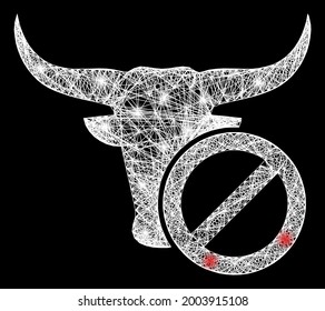 Bright net reject beef carcass with bright dots. Constellation vector carcass created from reject beef icon and intersected white lines. Sparkle constellation polygonal reject beef,