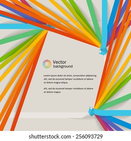 Bright neutral background with tapes - a rainbow. Vector.