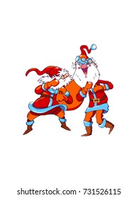 Bright New Year's dance of Santa Claus. Disco. Modern dances.