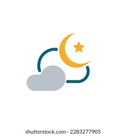 Bright night colored vector icon 