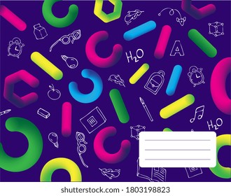 Bright notebook cover. Vector illustration.