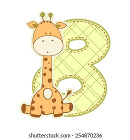 Bright number eight with a giraffe