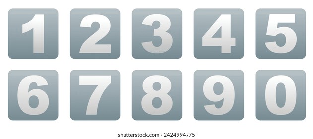 Bright numbers in a blue square. Creative geometric numbers. A set of numbers. EPS 10.