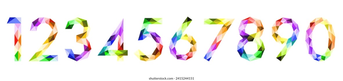 Bright numbers. Numbers of vector creative colored geometric shape. EPS 10.