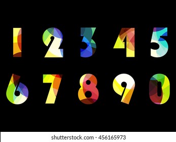 Bright numbers from zero to 9. Vector illustration.