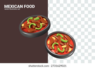 Cacerola de verduras brillante y abierta con pimienta, ajo y salsa picante. Plato mexicano abierto en sartén