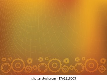 bright orange a4 background with cogwheels - vector illustration