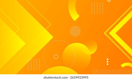 Bright orange abstract background with geometric shapes, circles, and lines. Modern, vibrant design perfect for tech banners, posters, and digital marketing.
