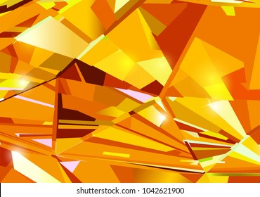 Bright orange abstract background made of yellow and orange crystals. Vector design.